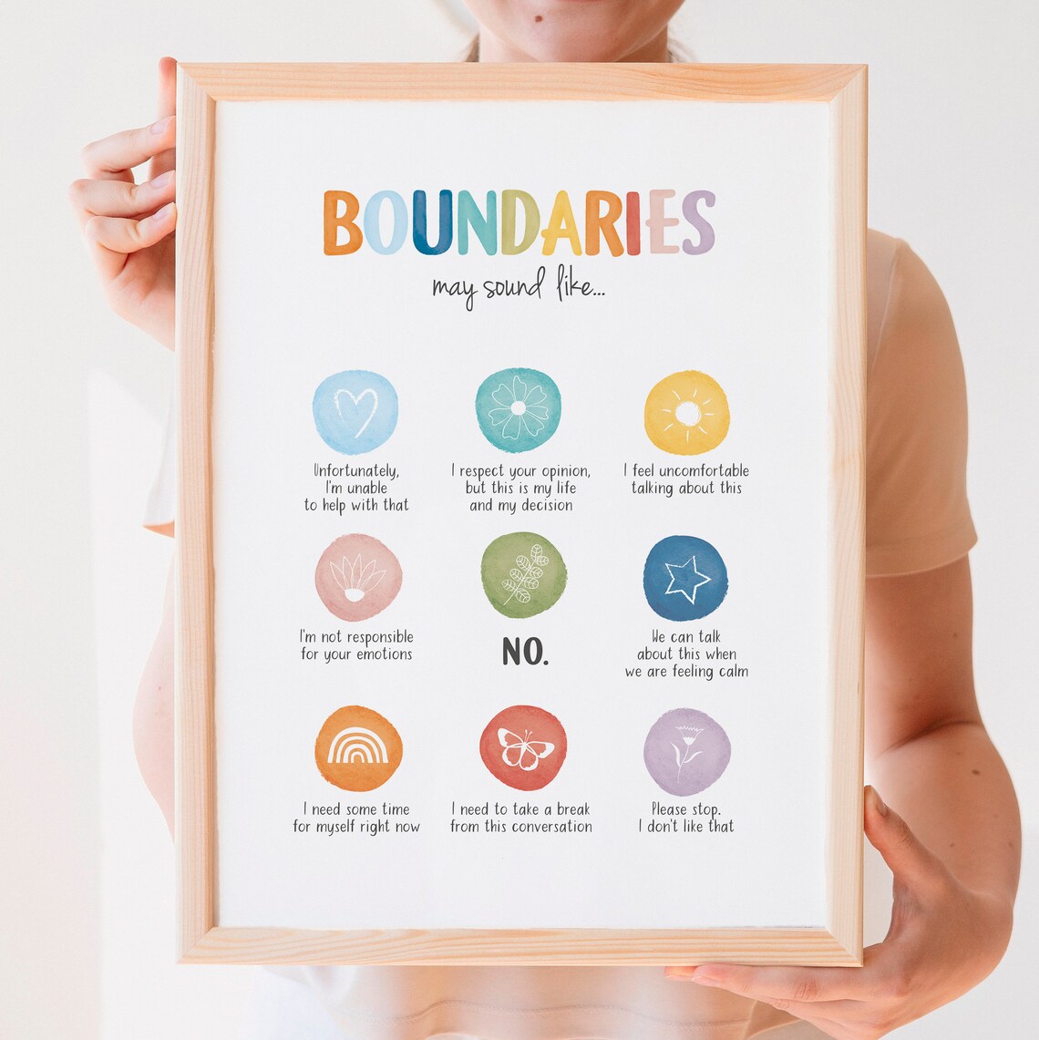 Setting Personal Boundaries Poster, Mental Health Decor - Image 3