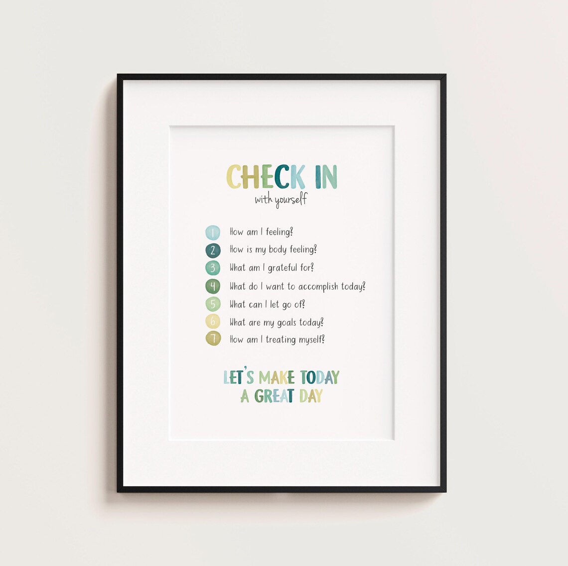 Check In With Yourself Poster Daily Mindfulness Questions Self Care Art - Image 2