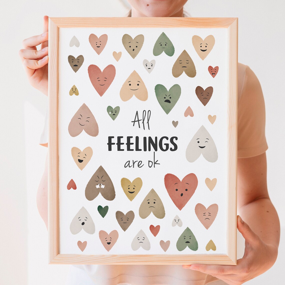 Feelings Chart Therapy Office Decor Poster, Boho
