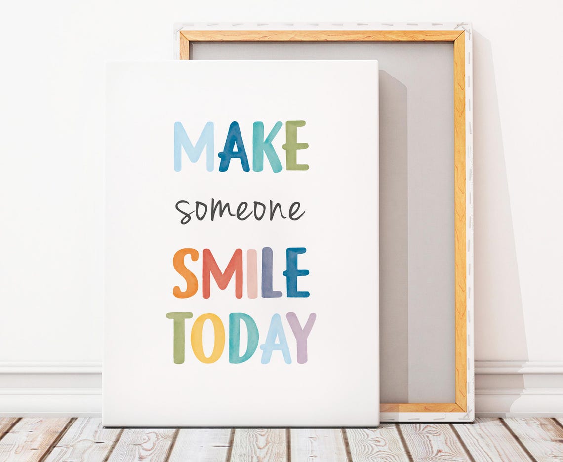 Make Someone Smile Today Rainbow Watercolor Uplifting Quote Poster - Image 7