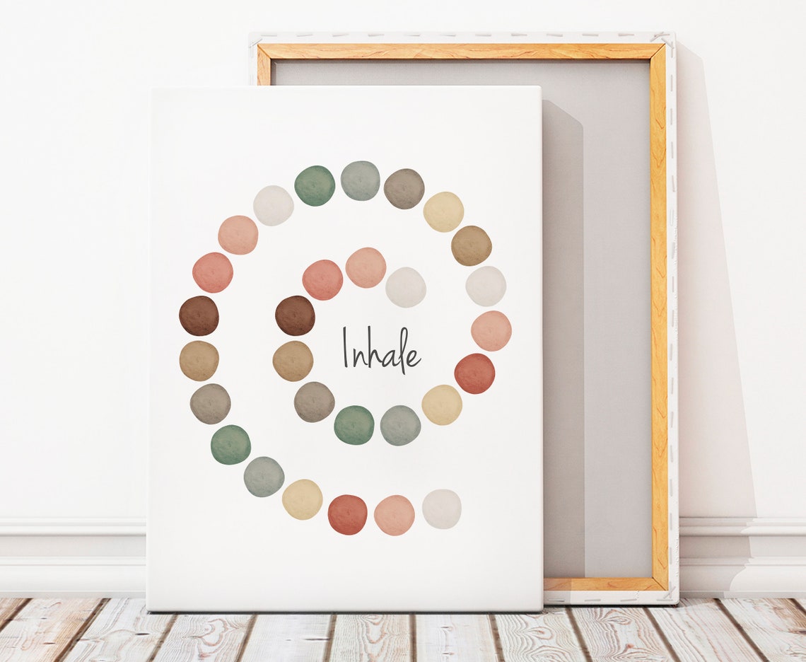 Inhale Exhale Breathing Spiral Watercolor Dots Therapy Office Poster - Image 8