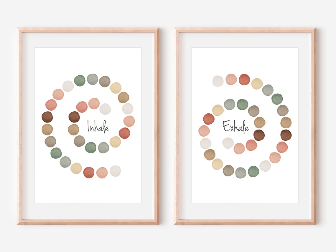 Inhale Exhale Breathing Spiral Watercolor Dots Therapy Office Poster - Image 5