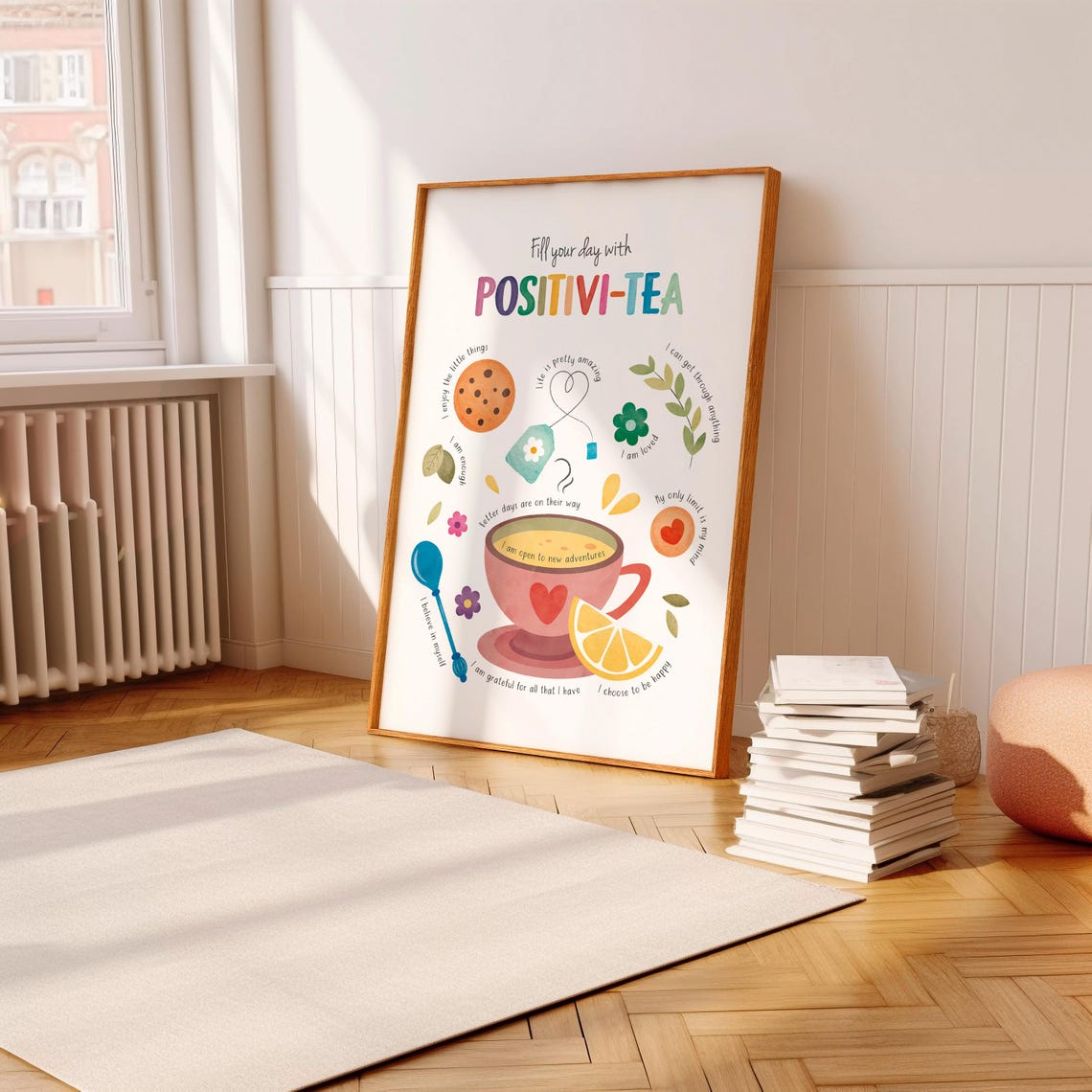 Positivi Tea Affirmation Poster Tea Cup Cozy Positivity Kitchen Art - Image 2