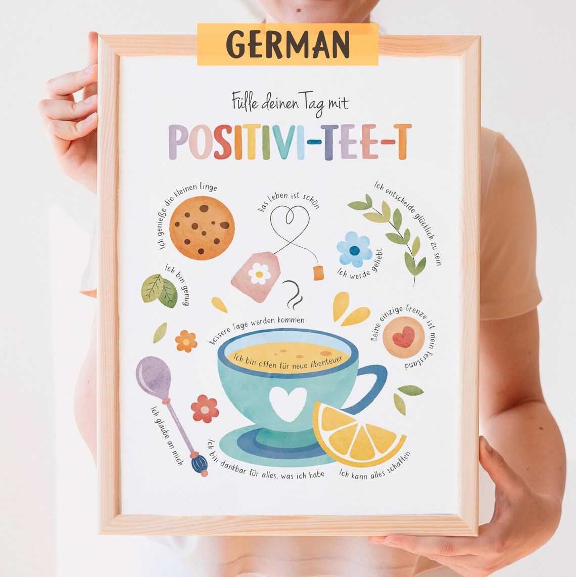 Positivi Tea German Affirmations Art Print - Image 7