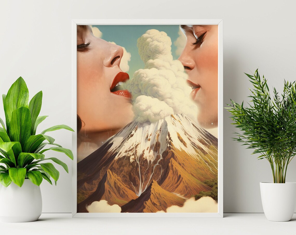 Lust Mountain Surreal Collage Art Vintage Poster