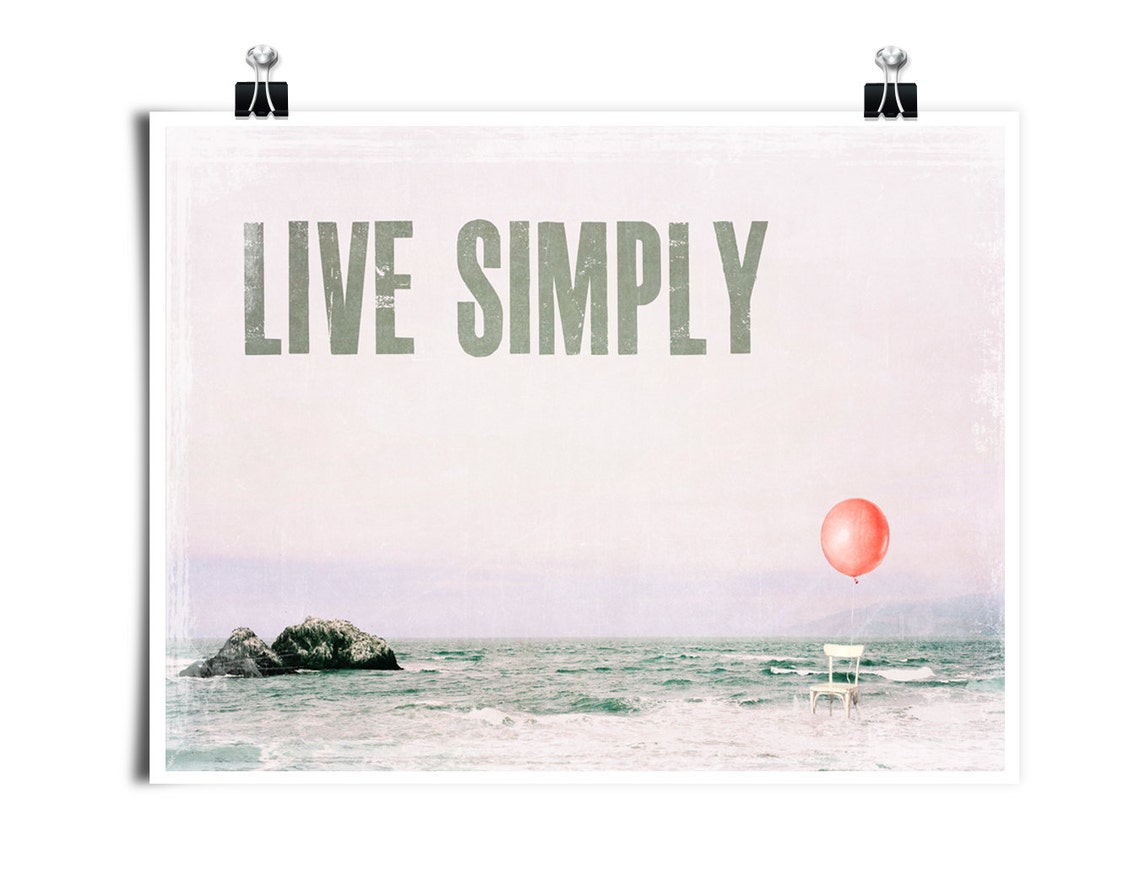 Live Simply Coastal Seascape Inspirational Quote Ocean Poster - Image 2