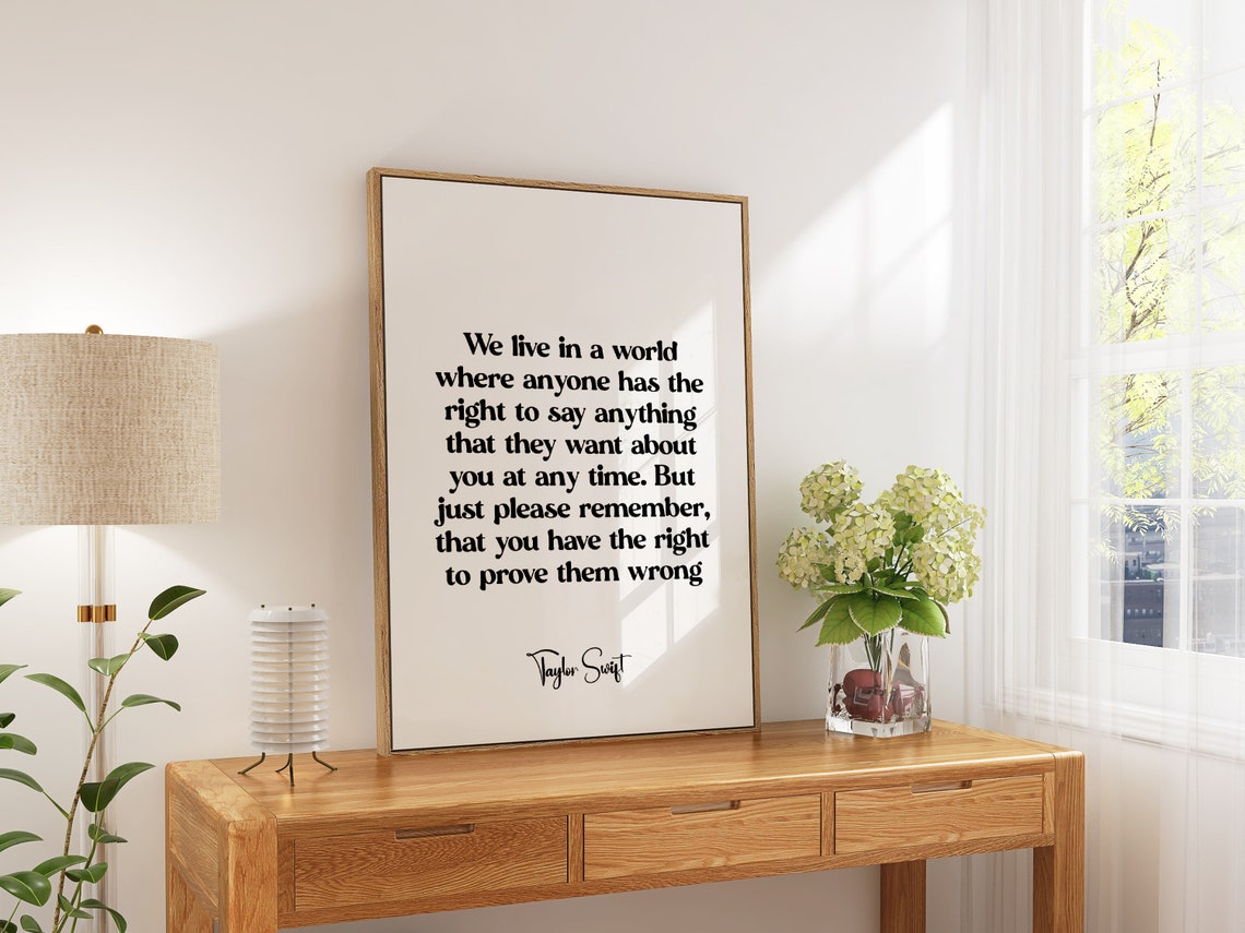 Taylor Swift Prove Them Wrong Inspirational Quote Wall Poster