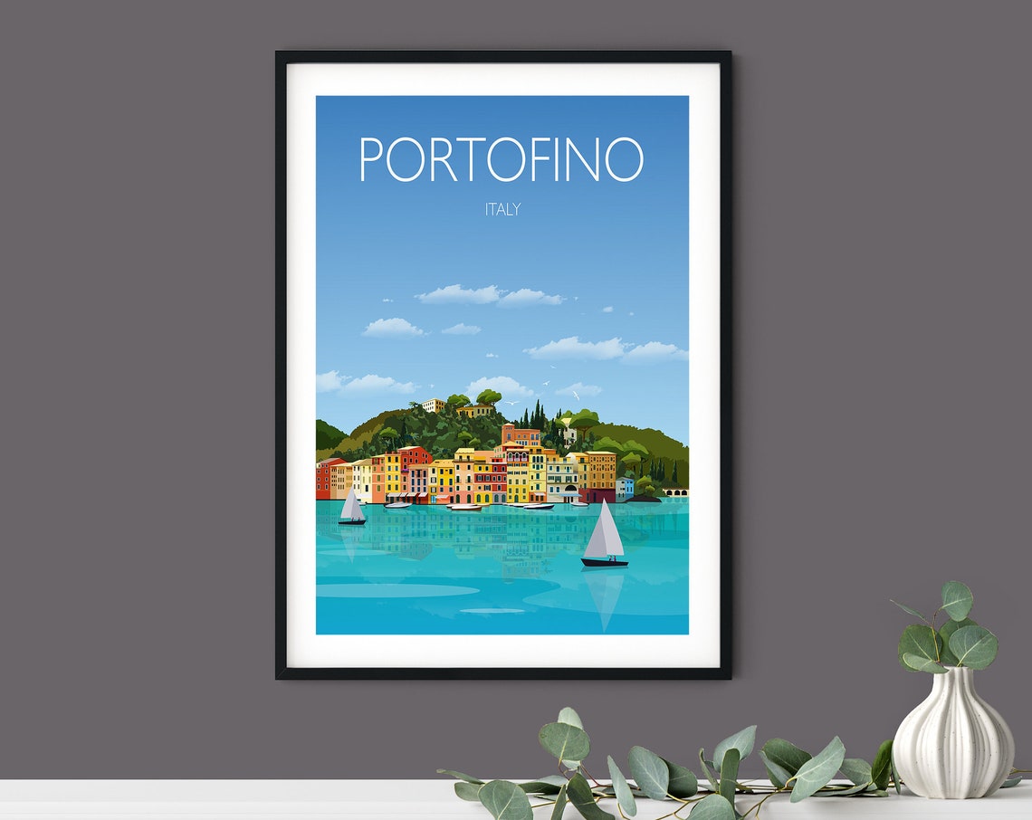 Travel Poster Of Portofino Travel Print Of Portofino Italy Italy Travel Poster - Image 3