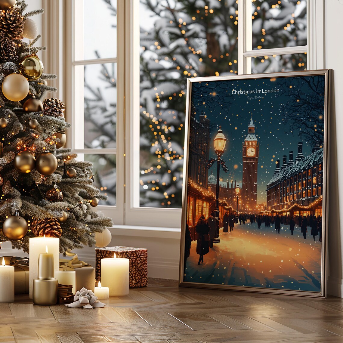 Christmas In London, Great Britain Travel Poster - Image 2