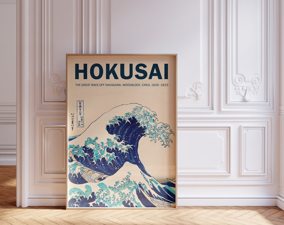 Hokusai The Great Wave Off Kanagawa Woodblock Museum Style Art Poster