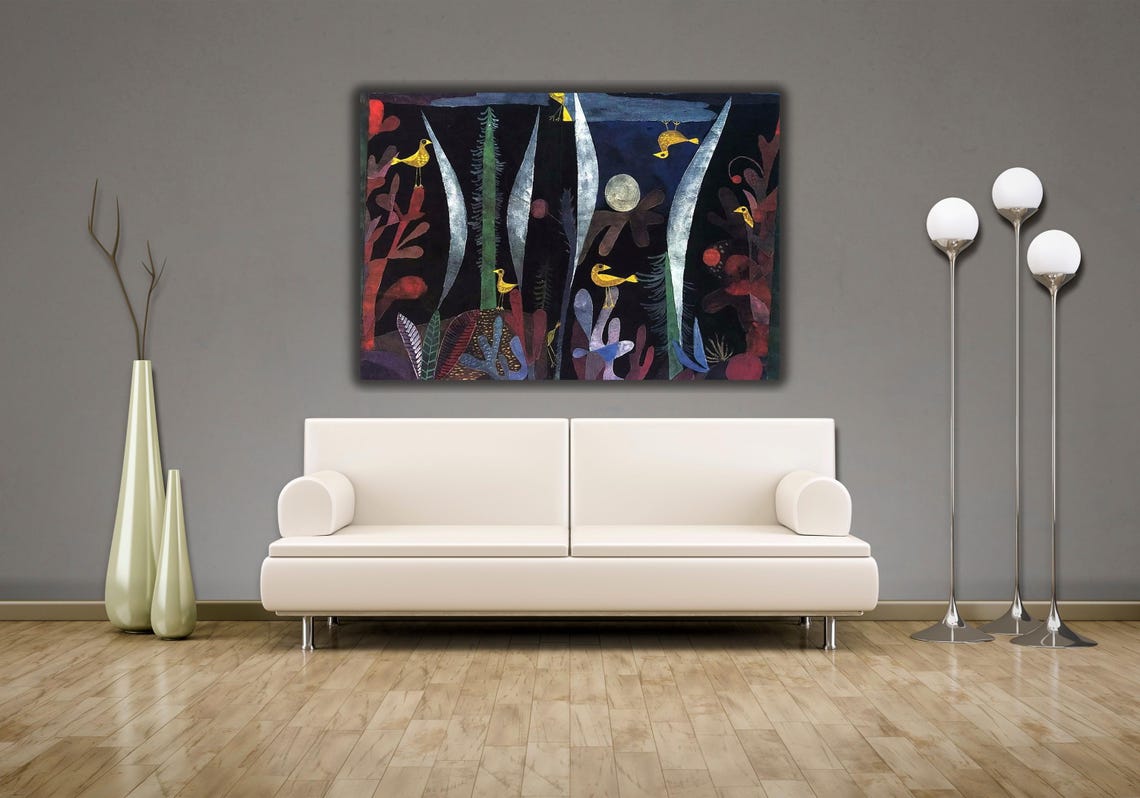 Paul Klee Yellow Birds Night Garden Modern Abstract Painting Poster