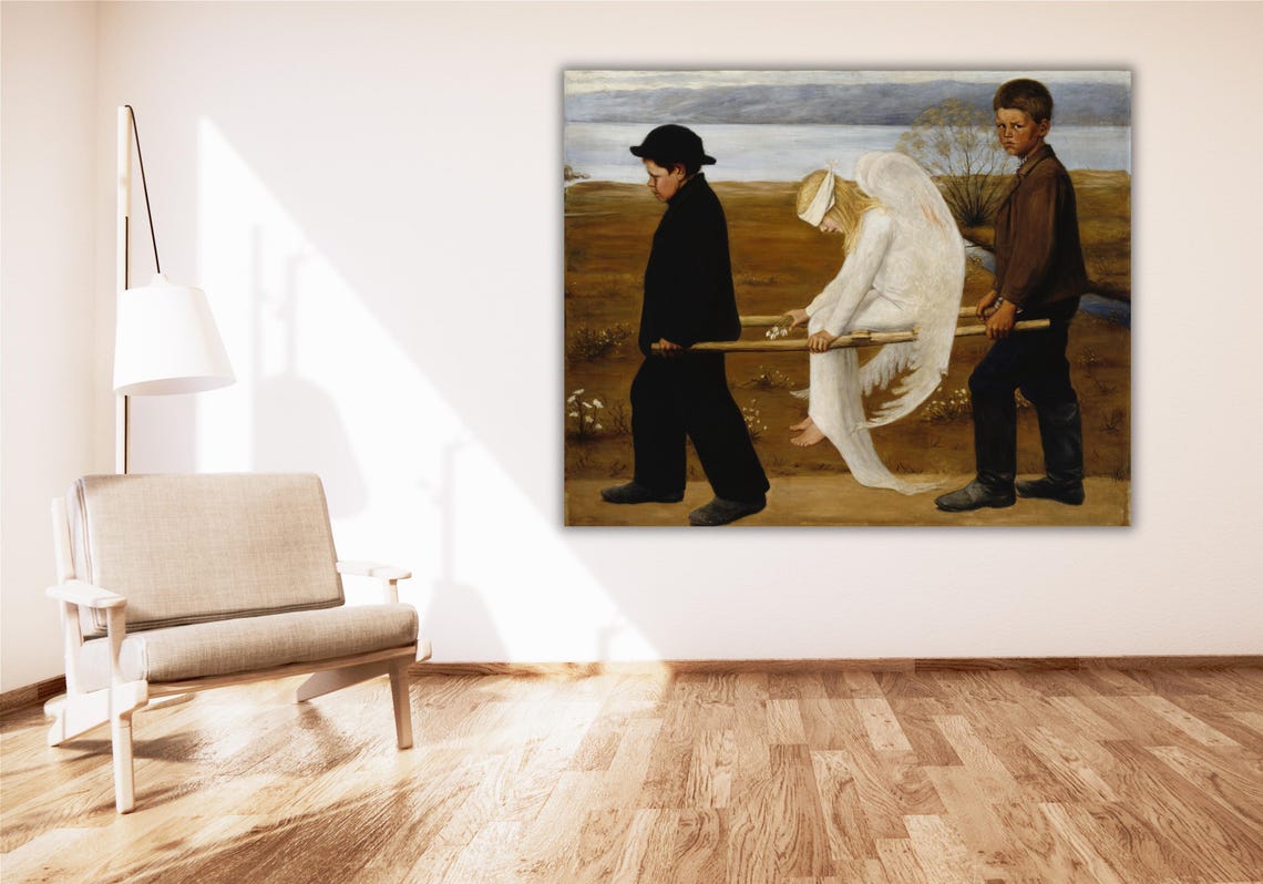 Hugo Simberg The Wounded Angel Boys Stretcher Symbolist Art Poster - Image 3