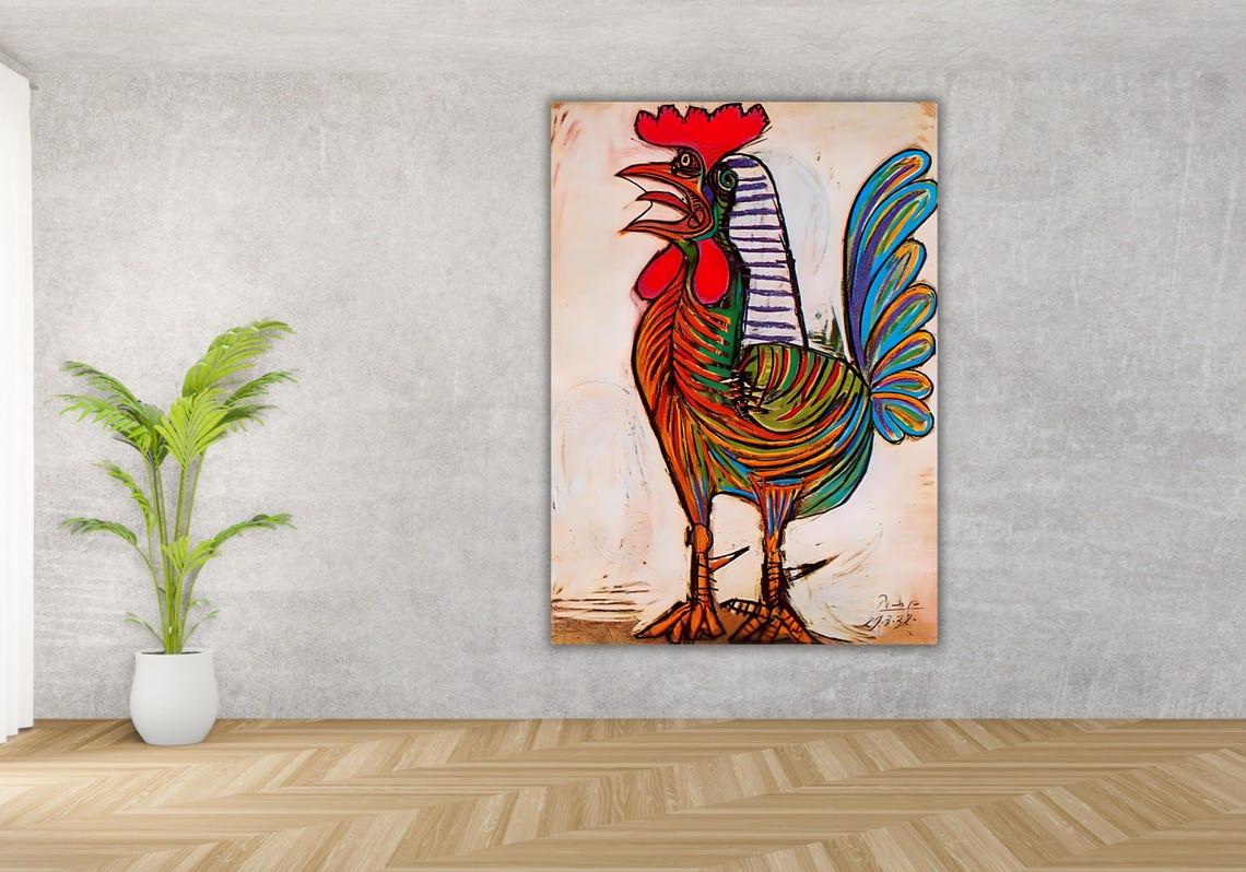Pablo Picasso 1938 Rooster Le Coq Colorful Cubist Bird Art Poster - Image 2