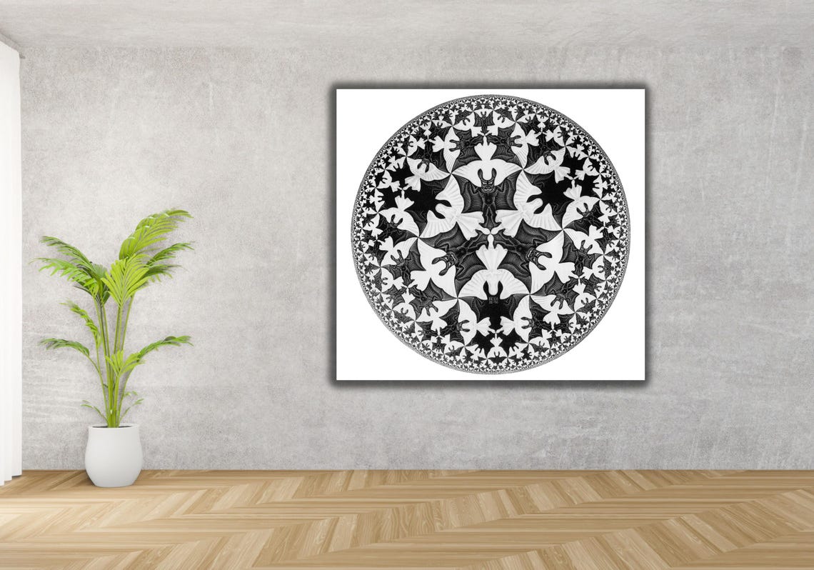 M C Escher Circle Limit IV Angels Devils Geometric Optical Art Poster - Image 3