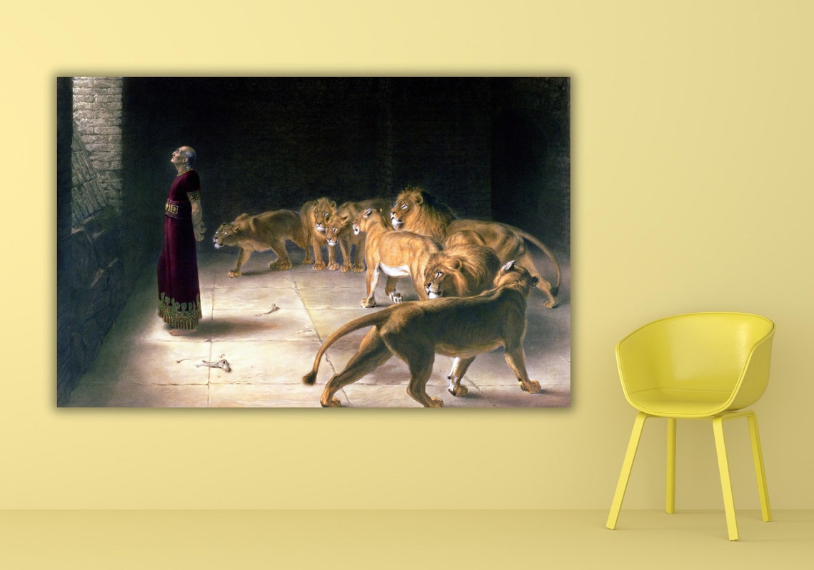 Daniel in the Lions Den Biblical Old Testament Faith Art Poster - Image 3