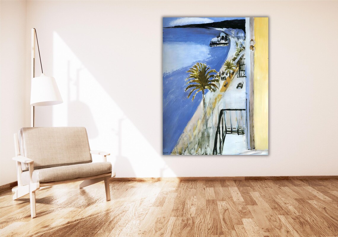 Fauvist Coastal Bay Palm Tree Vintage Blue Seascape Painting Poster - Image 2