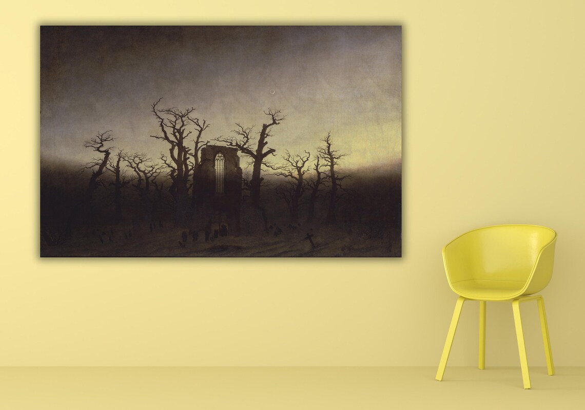 Caspar David Friedrich Abbey In The Oakwood Moonlit Gothic Poster - Image 2