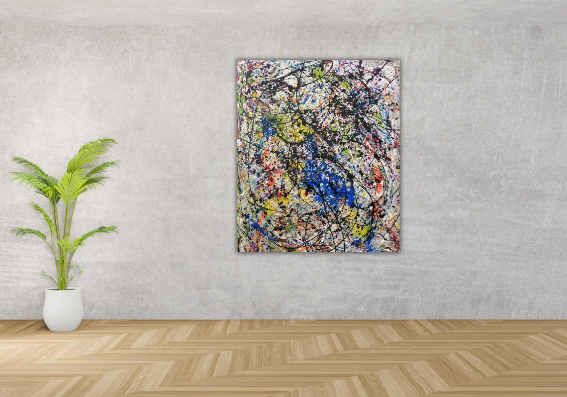 Multicolor Drip Paint Splatter Modern Abstract Action Art Poster - Image 3
