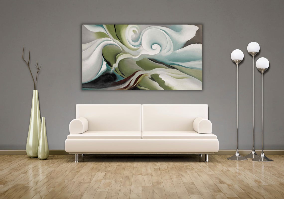 Flowing White Sage Green Abstract Curves Modernist Wave Art Poster - Image 2