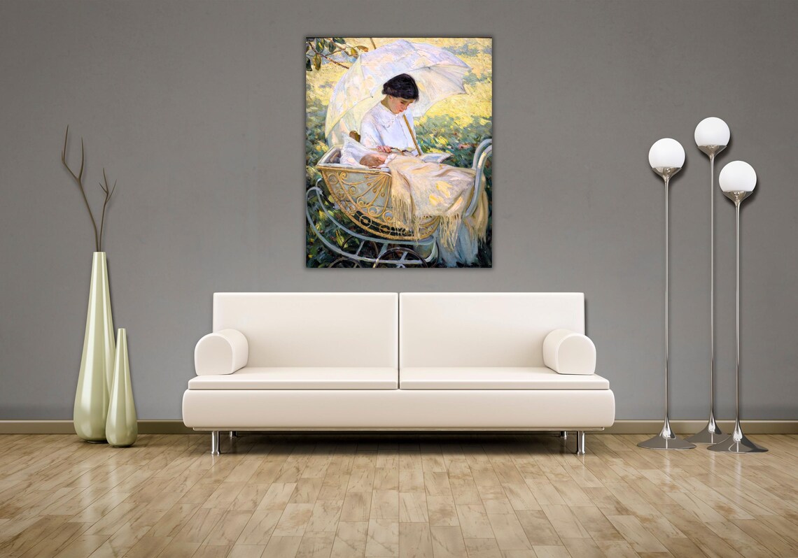 Helen Galloway McNicoll Mother Baby White Parasol Garden Poster - Image 2