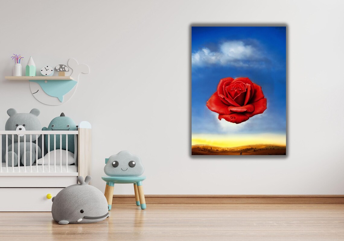 Salvador Dali 1958 Poster Print Salvador Dali Meditative Rose 1958 Wall Art Vintage Art Print Reproduction Print Dali Flowers Art - Image 2