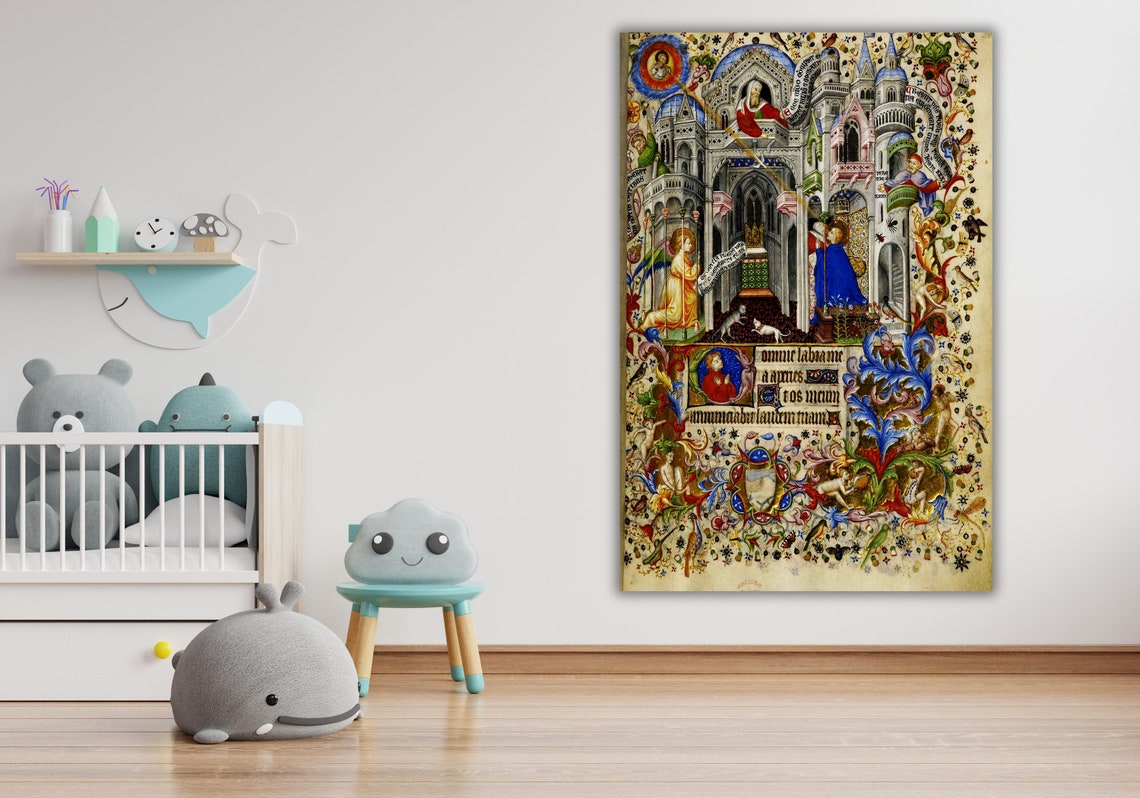 Medieval Book of Hours Annunciation Illuminated Manuscript Art Poster - Image 3
