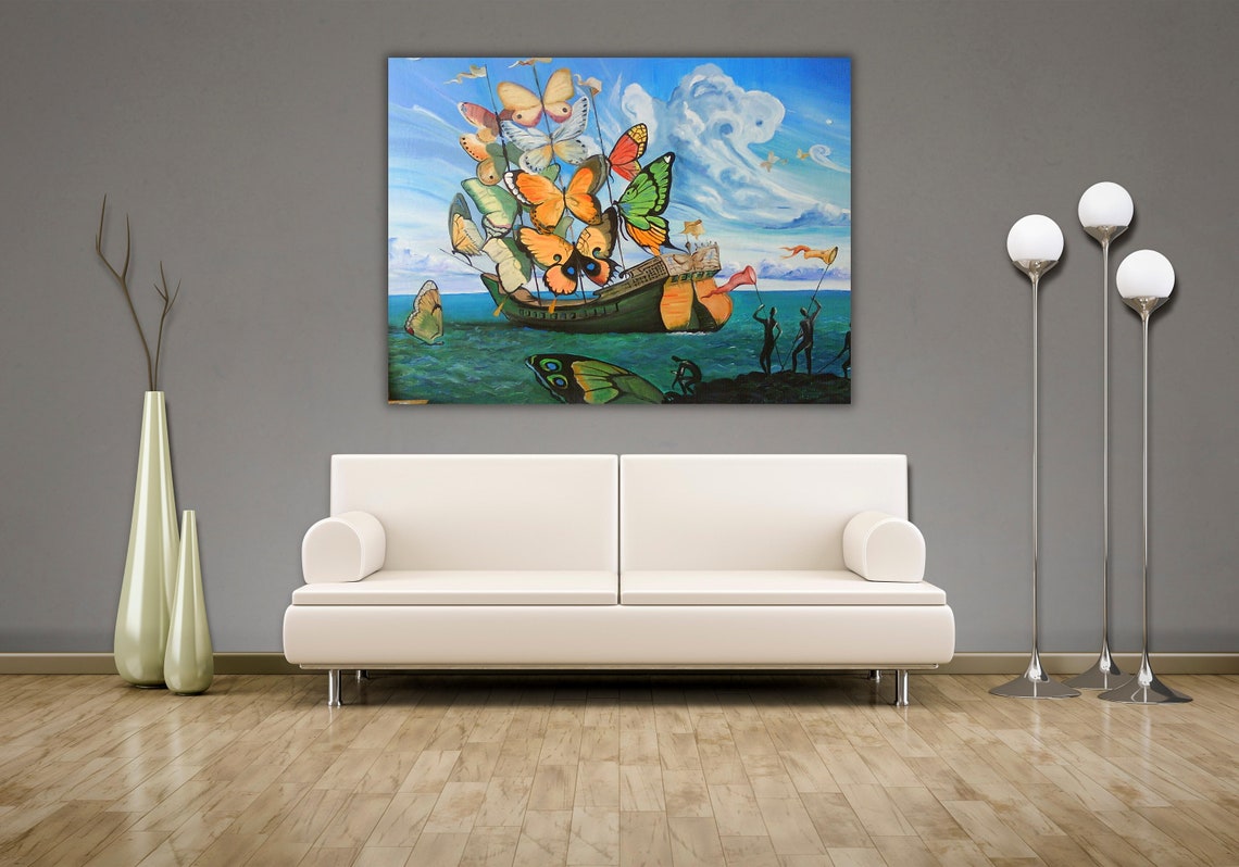 Salvador Dali Ship with Butterfly Sails Surrealist Ocean Poster - Image 3