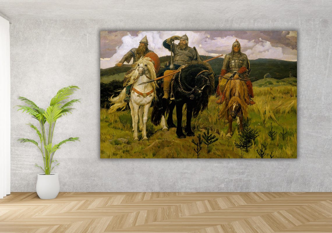 Viktor Vasnetsov Bogatyrs Russian Warriors Horses Epic Art Poster - Image 2