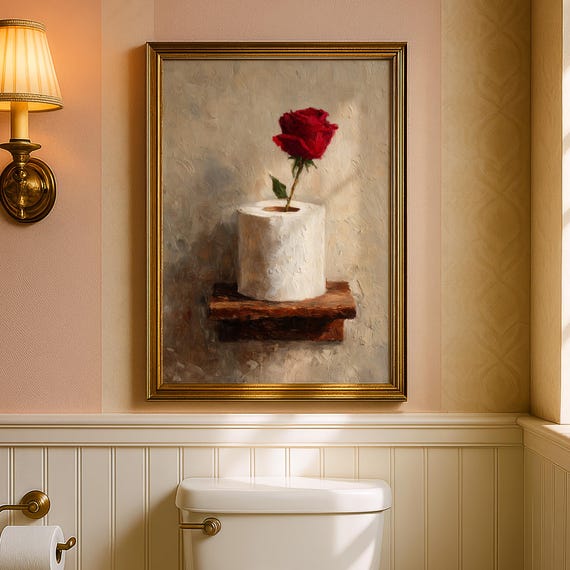 Toilet Paper Flower Oil Painting Poster