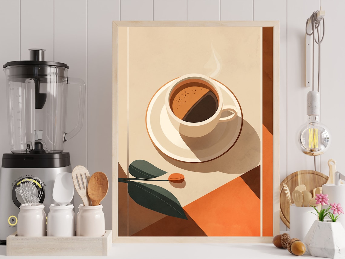 Terracotta Morning Vibe Coffee Vintage Poster