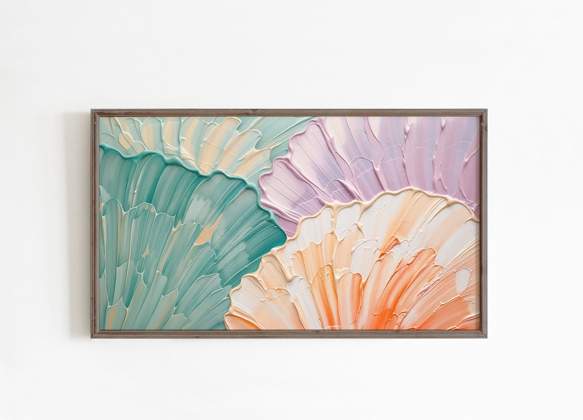 Textured Pastel Abstract Paint with Seashell Colors Art Poster - Image 3