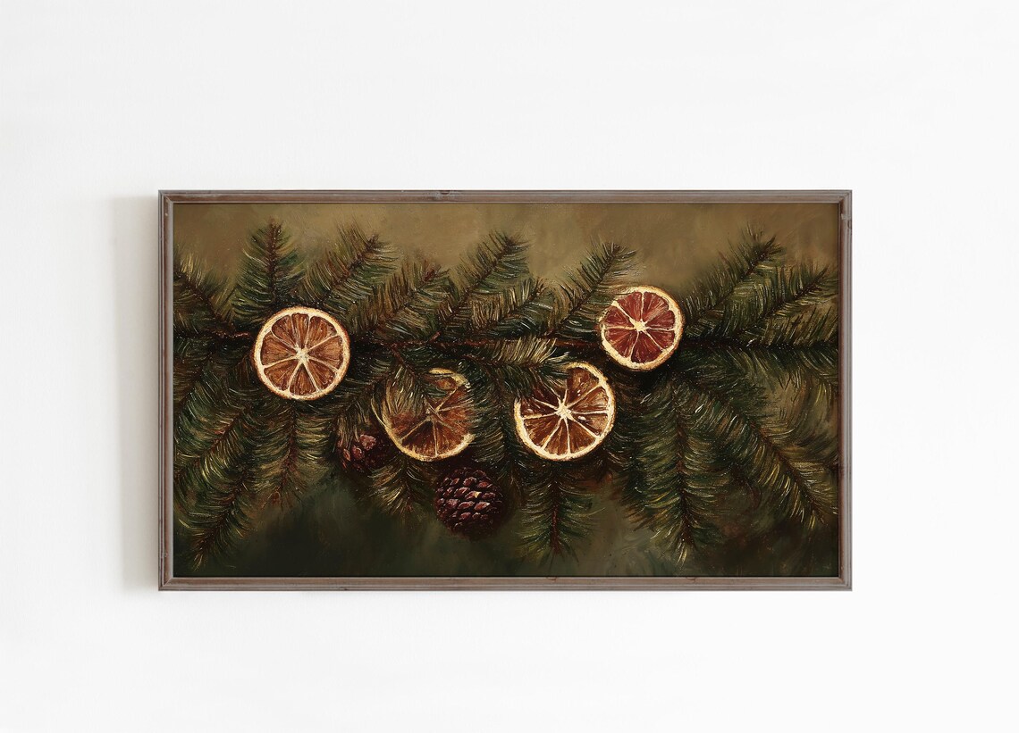 Christmas Moody Botanical Oranges Art Print