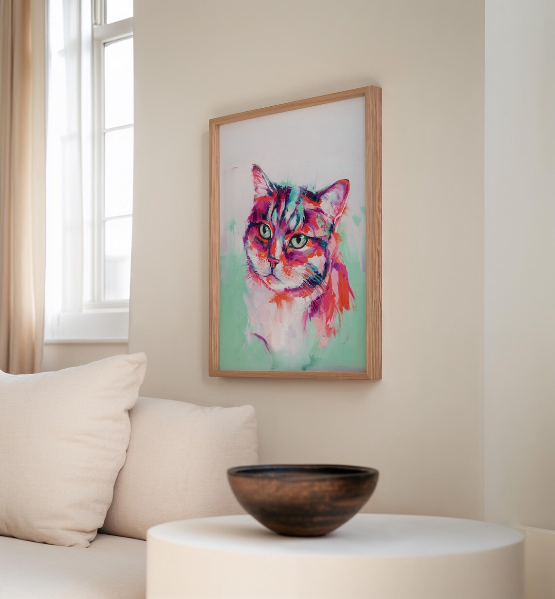 Colorful Painted Cat Portrait Poster with Vibrant Feline Art - Image 2