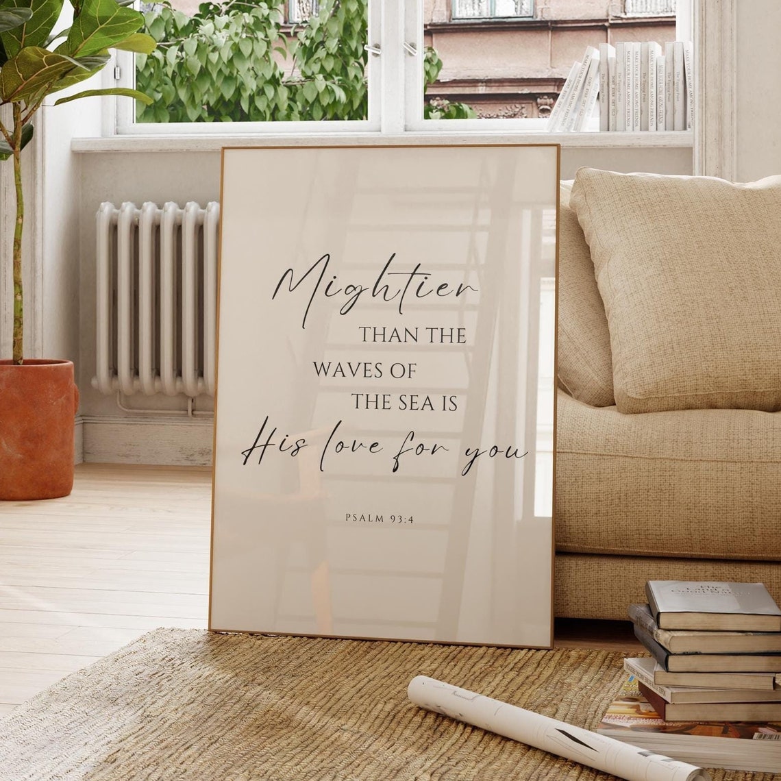 Mightier Than The Waves Psalm 93:4 Minimalist Script Typography Print - Image 3