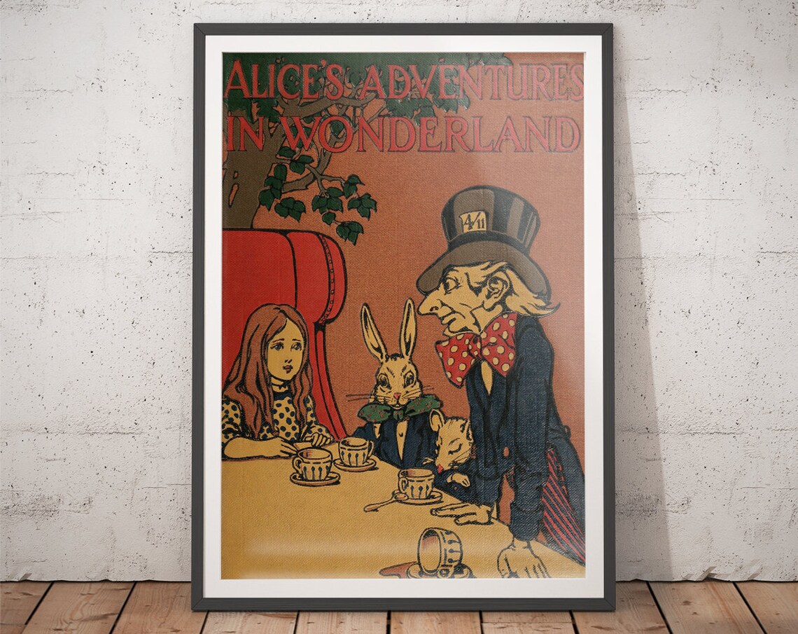 Alice In Wonderland Vintage Art Print, Bookish Decor