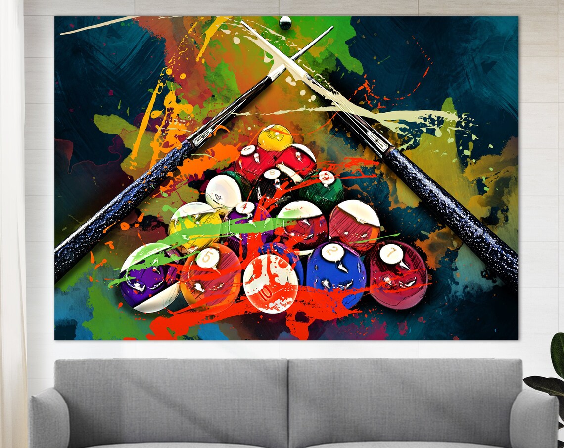 Billiards Wall Art Print for Game Room Decor Gift