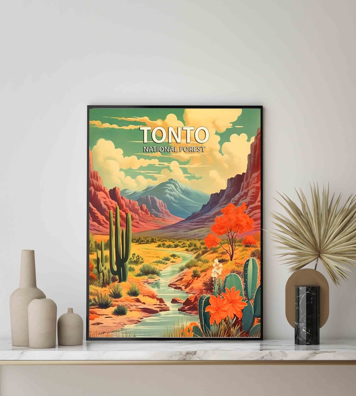 Tonto National Forest Saguaro Cactus Desert Canyon Arizona Poster - Image 2