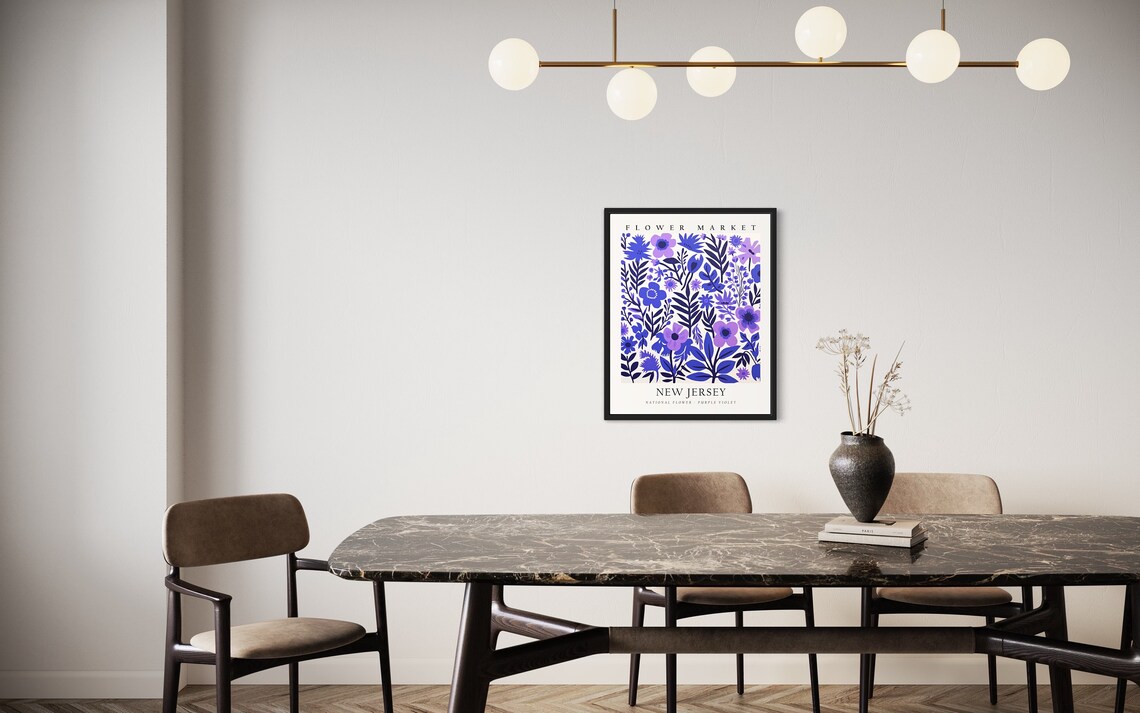 New Jersey Flower Market Purple Violet Wildflower Art Poster - Image 3