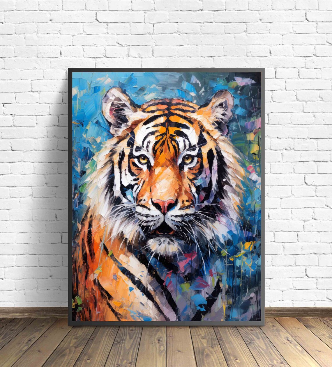 Majestic Tiger Face Close Up Colorful Abstract Wildlife Wall Art - Image 3