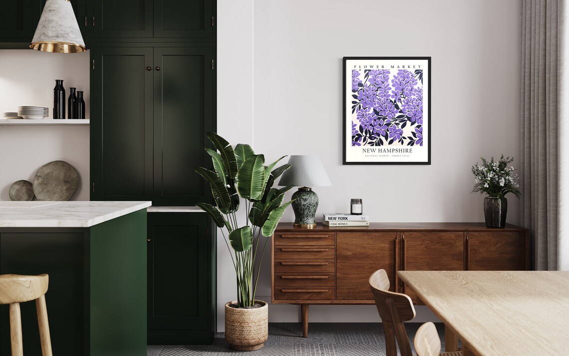 New Hampshire Flower Market Purple Lilac Botanical Art Poster - Image 2