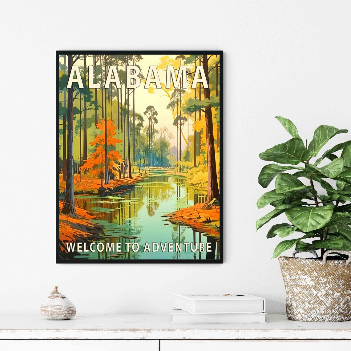 Alabama Adventure Poster With Forest Stream In Autumn Colors - Image 2