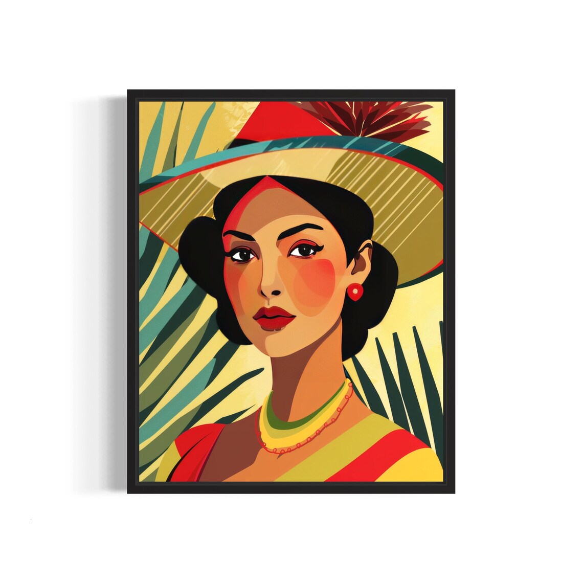 Spanish Woman in Wide Hat Vintage Latin American Portrait Art Poster