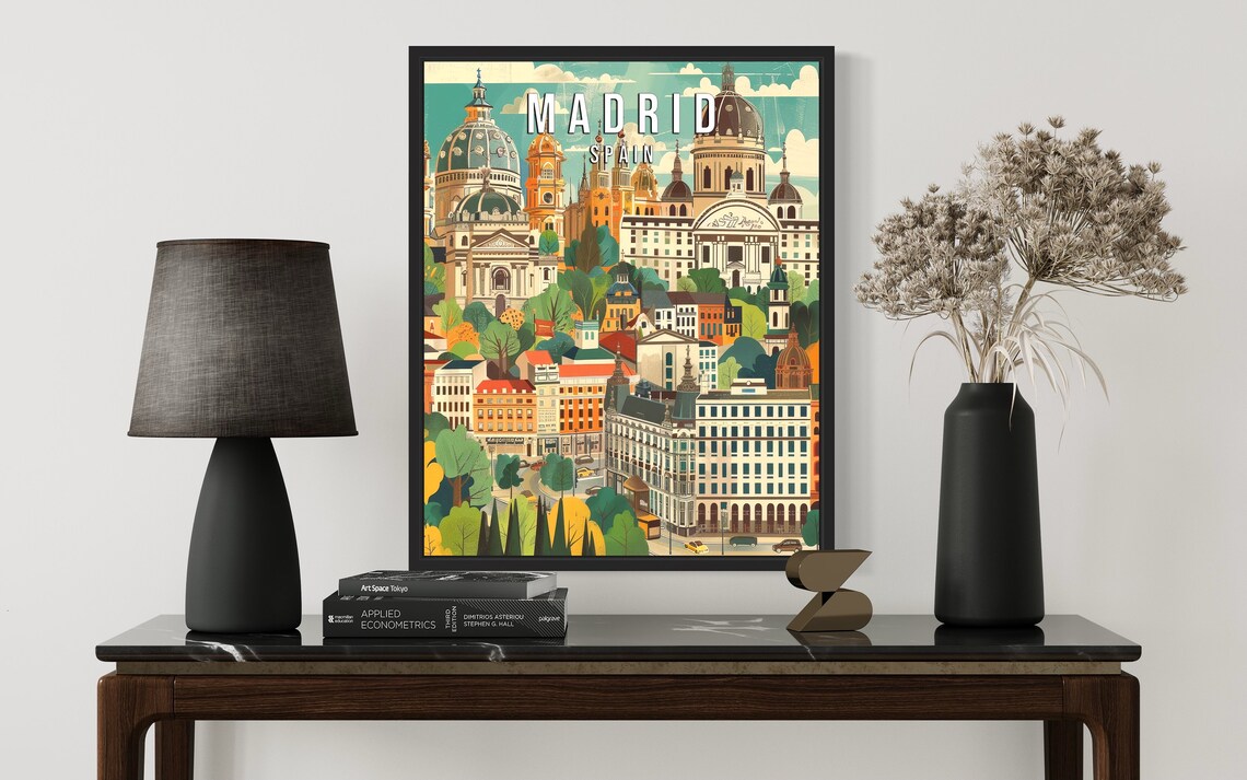 Madrid Spain Historic City Skyline With Domes and Towers Poster - Image 2