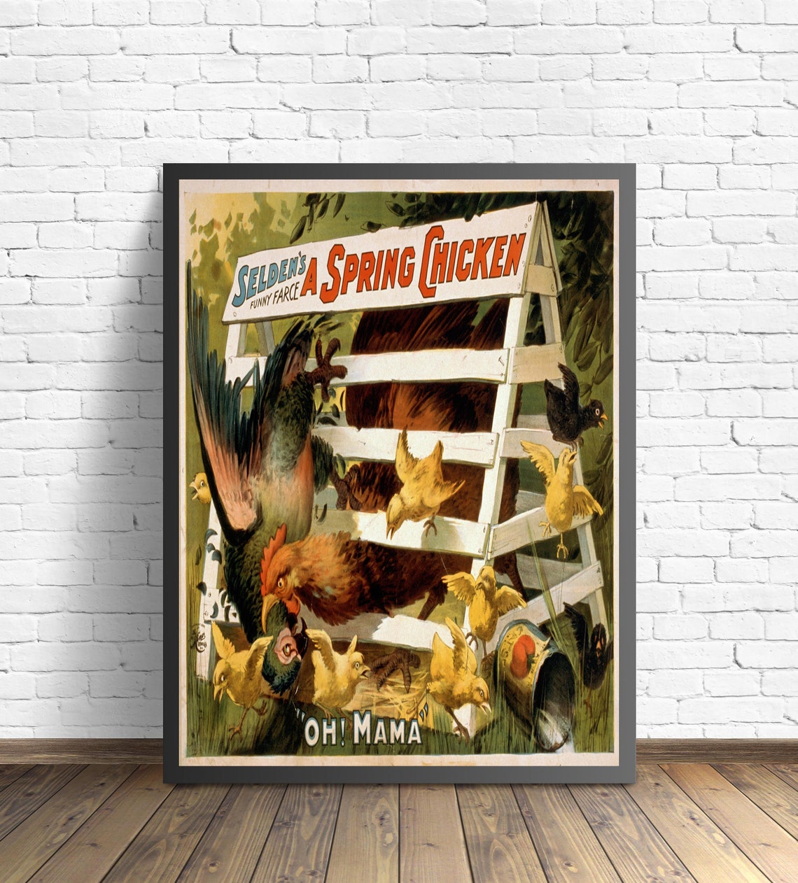 Selden's A Spring Chicken 1898 Vintage Theater Advertisement Poster - Image 2