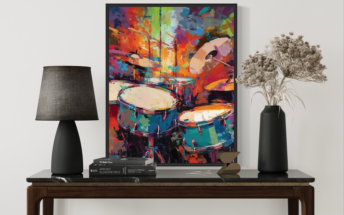 Colorful Abstract Drum Kit Painting for the Music Room Art Poster - Image 2