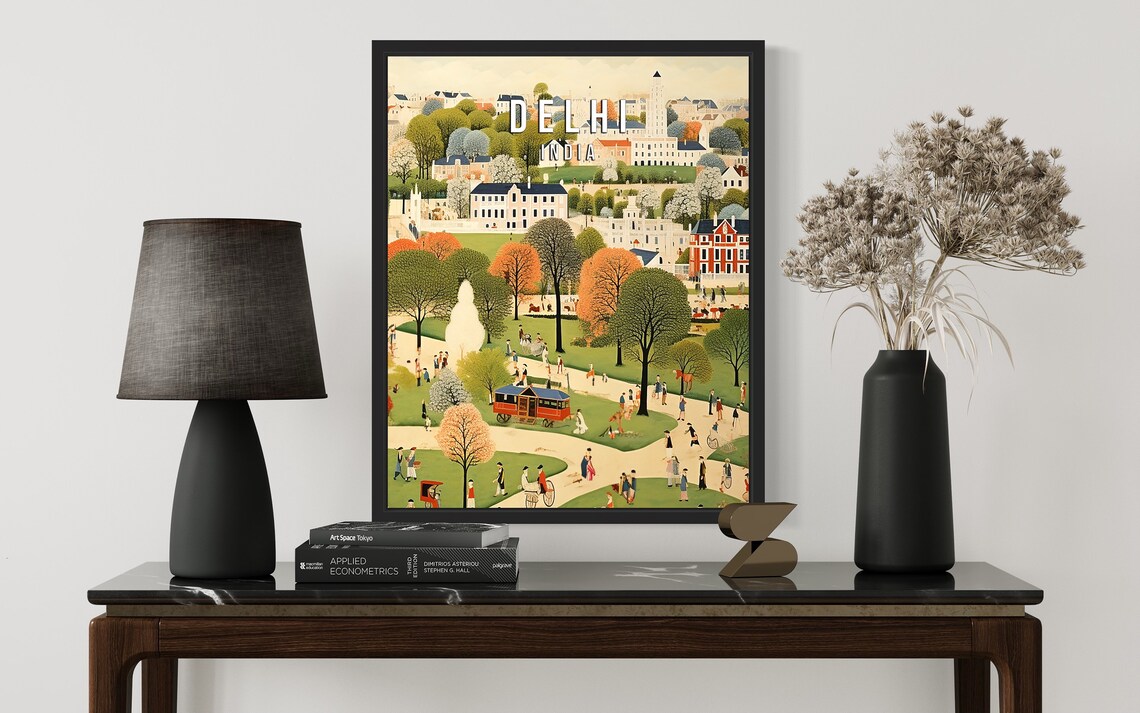 Delhi India Vintage Grand Park Scene Retro Travel Art Poster - Image 3