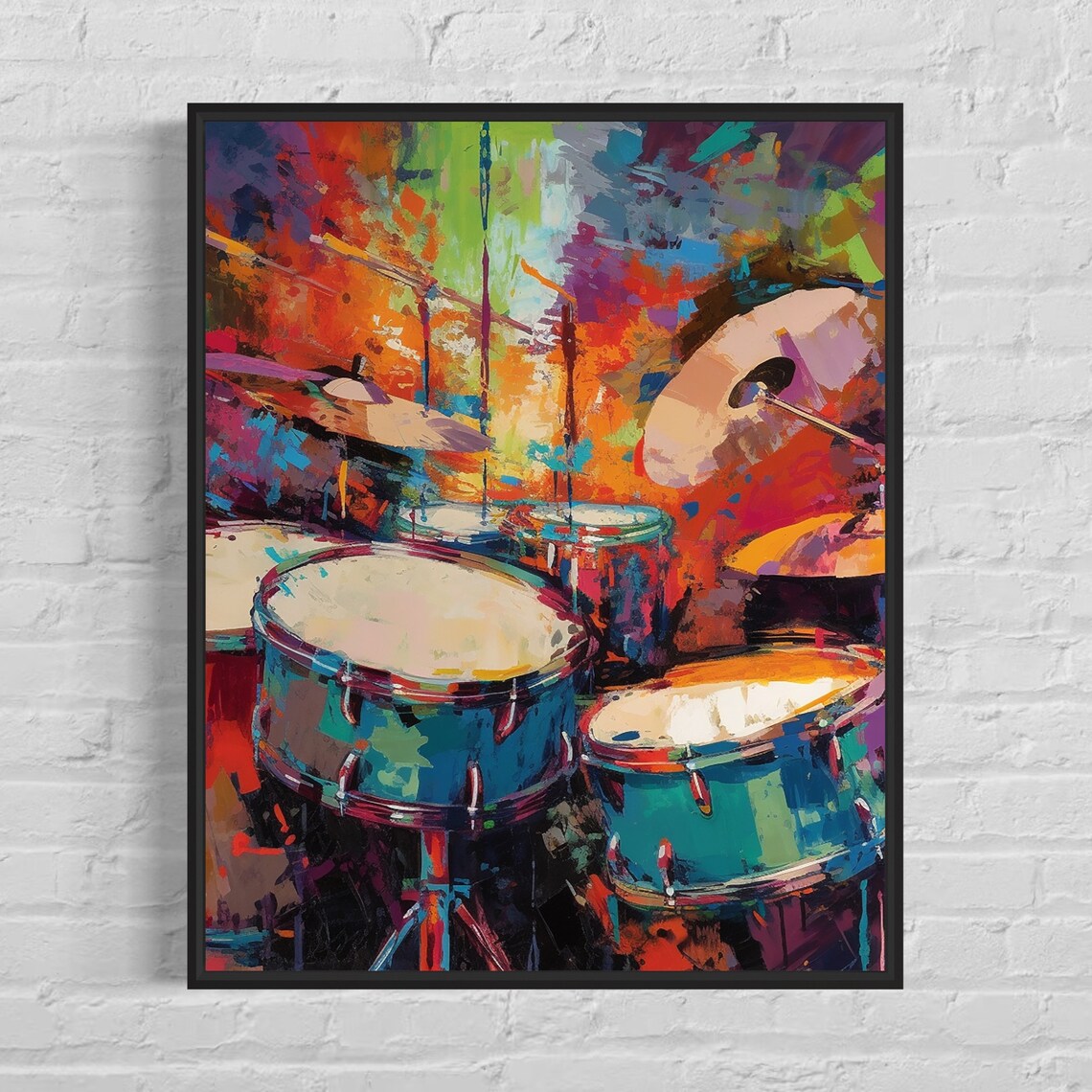 Colorful Abstract Drum Kit Painting for the Music Room Art Poster