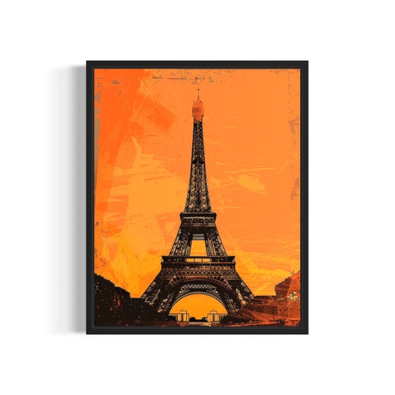 Eiffel Tower Poster Art Print Vintage Retro Landmarks Painting Wall Art Decor