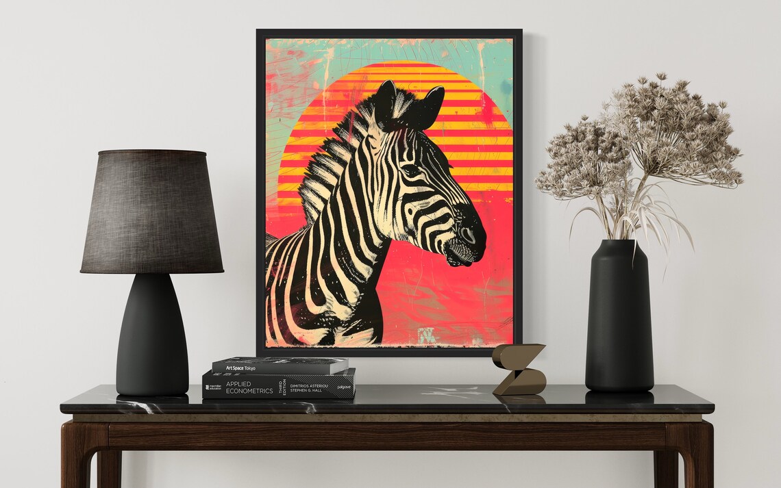 Zebra Striped Retro Sun Pop Art Portrait Vintage Style Poster - Image 2