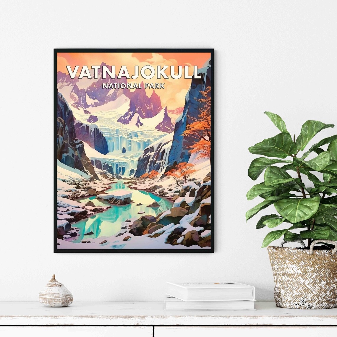 Vatnajokull National Park Glacier Canyon Vintage Travel Poster - Image 3